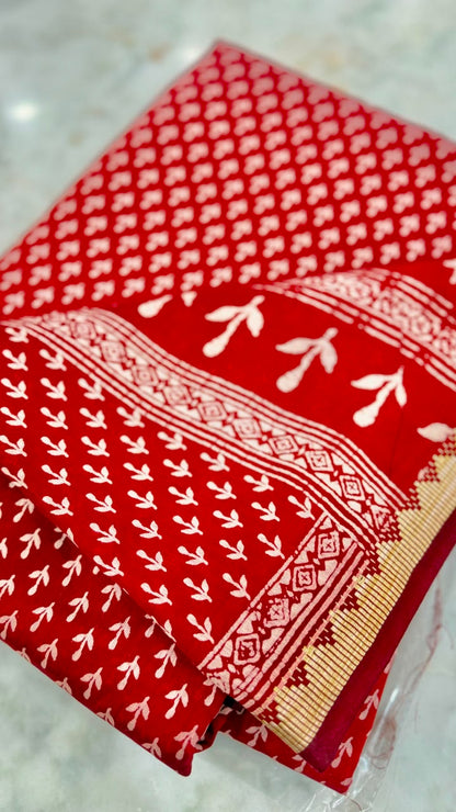 Cotton Chanderi Saree with Geecha Border