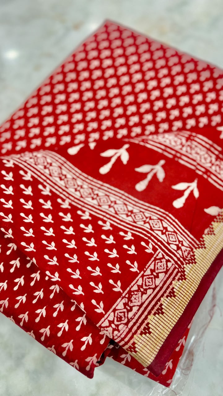 Cotton Chanderi Saree with Geecha Border