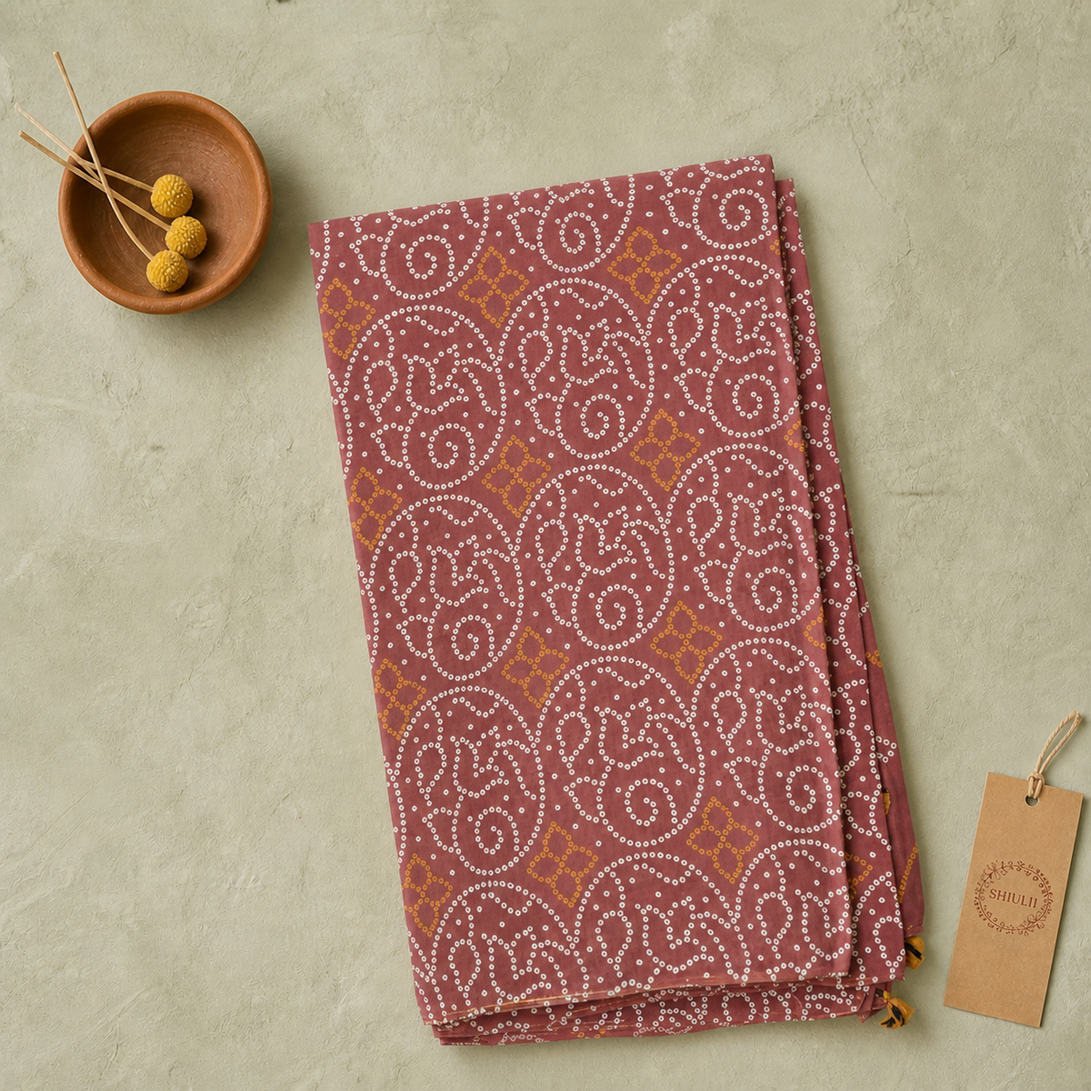 Shiulii Dusty Rose Paisley Saree