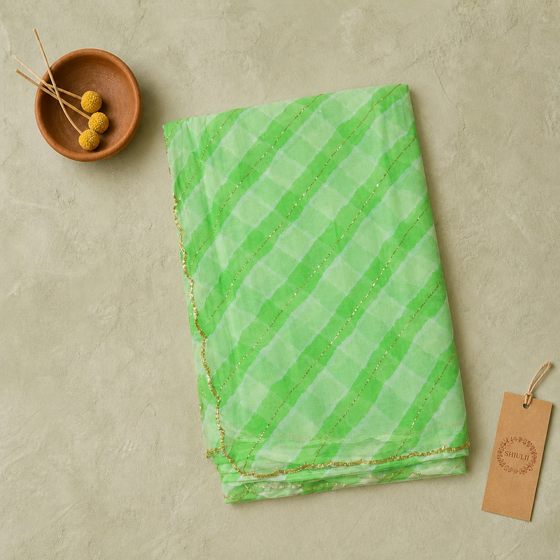 Shiulii Mint Green Leheriya Saree