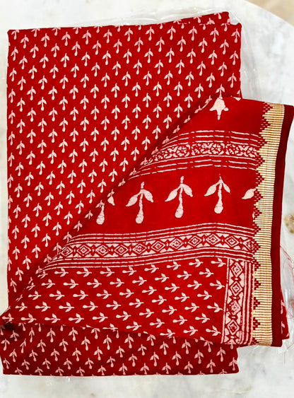 Cotton Chanderi Saree with Geecha Border