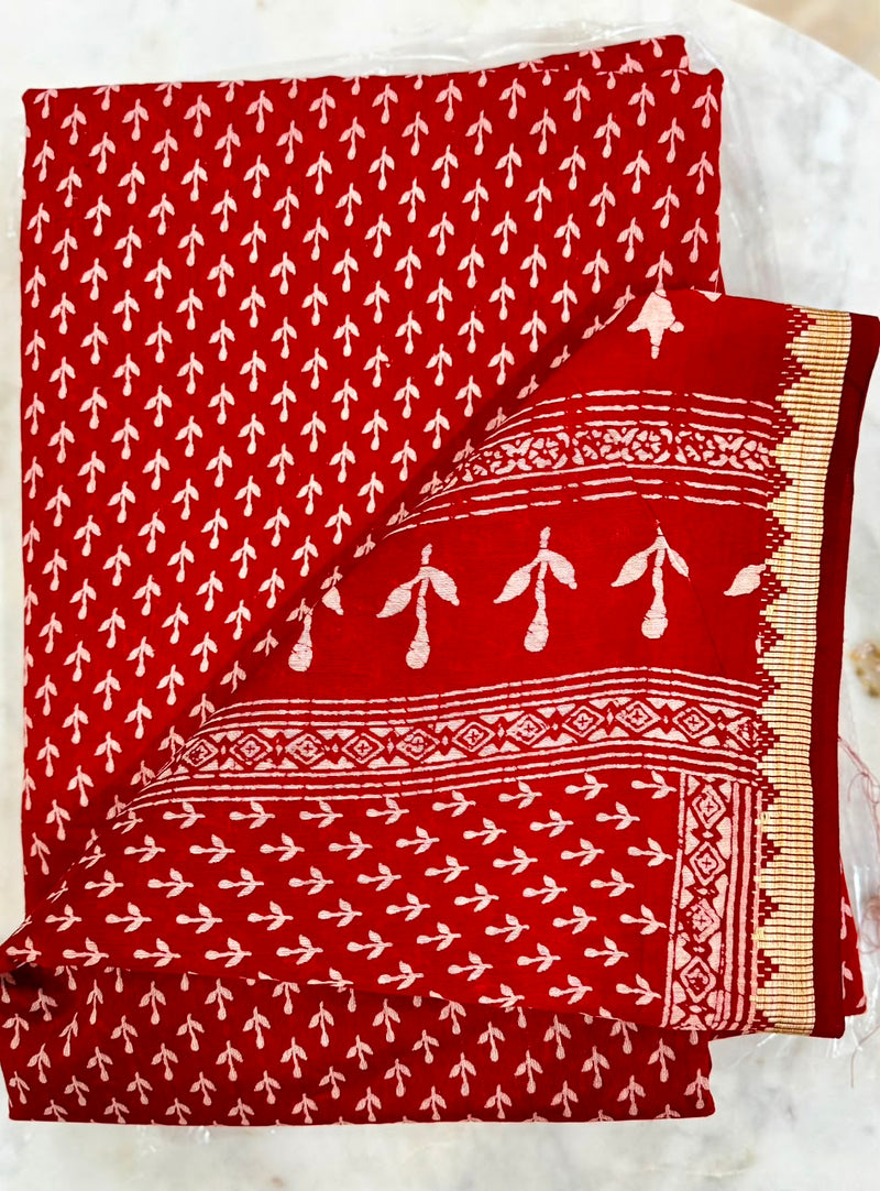 Cotton Chanderi Saree with Geecha Border